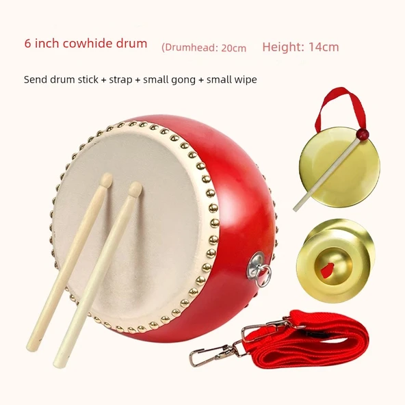 Kahverengi Yan Davul Seti - 6 inç Zil ve Gong Seti (Model 1)