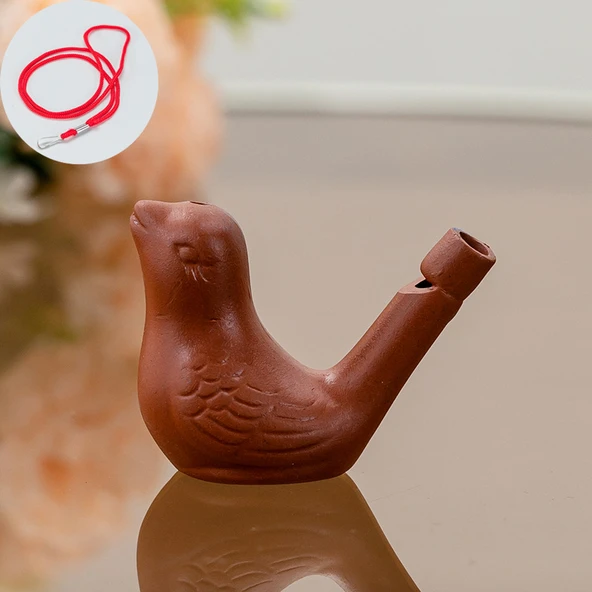 Seramik Kuş Çağırma Düdüğü - Mor Kum Saksağan İpli