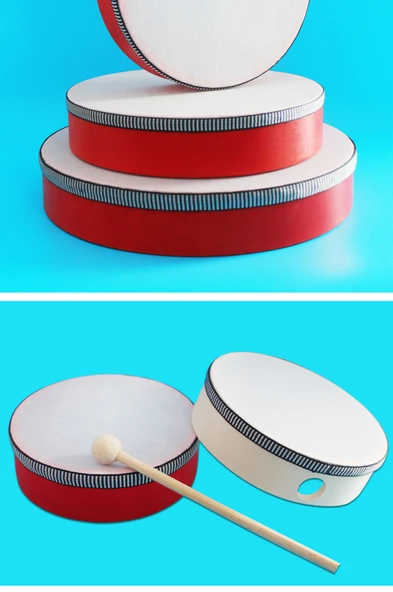 Uğurlu Çiçek Tamburin 8 inç (20cm) Zil Parçasız + Ahşap Çekiç - 10