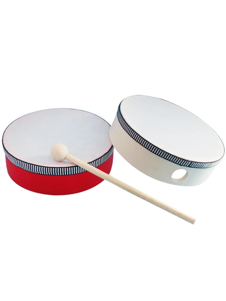 Uğurlu Çiçek Tamburin 8 inç (20cm) Zil Parçasız + Ahşap Çekiç - 6
