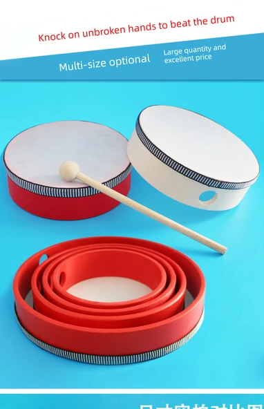 Uğurlu Çiçek Tamburin 8 inç (20cm) Zil Parçasız + Ahşap Çekiç - 7