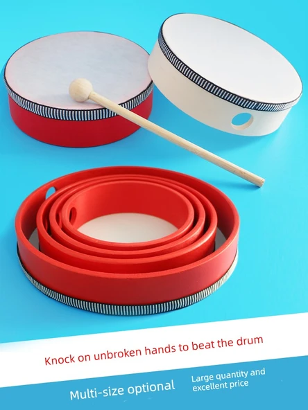 Uğurlu Çiçek Tamburin 8 inç (20cm) Zil Parçasız + Ahşap Çekiç - 2