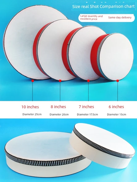 Uğurlu Çiçek Tamburin 8 inç (20cm) Zil Parçasız + Ahşap Çekiç - 3