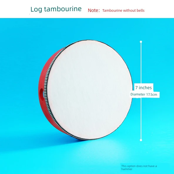 Kırmızı Tamburin 7 inç (17.5cm) Zil Parçasız
