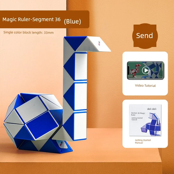 Deli Rubik Yılan Küp 36 Parça - Mavi (Sırlar + Video Eğitimi)