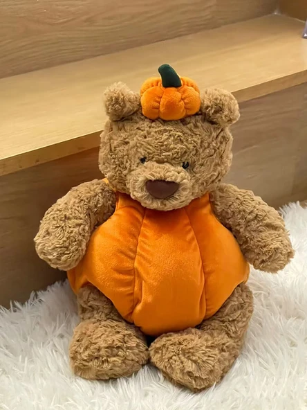 Peluş Ayı Bebek - Balkabağı Ayı - 35cm - Çocuklar için - 3