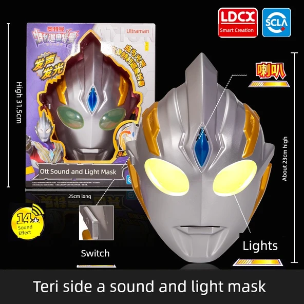 Ultraman Maskesi - Terriga - Işık Saçan 14 Ses Efekti