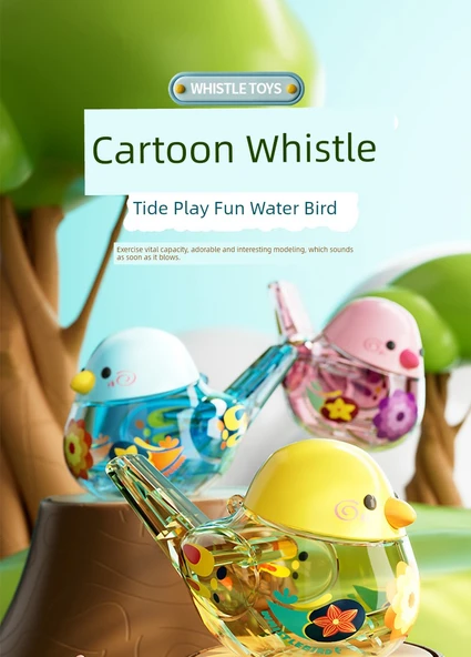 Çocuklar için Su Kuşu Düdüğü - Aurora Mavi - Şeritli - Resim 8