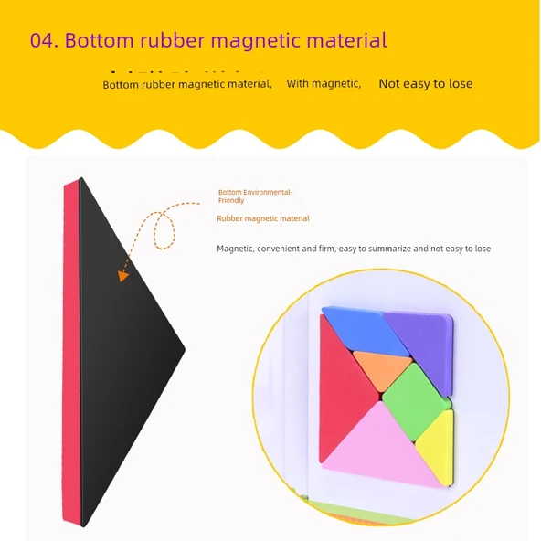 Manyetik Tangram Bulmacası - Büyük Boy (324 Soru) + Yedek Tahta - 5