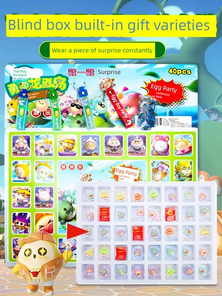 Yumurta Puff Parti Mağarası Müzik Sürpriz Kutusu - 80 Delik Tatlı Eğlence Sanrio + Kahraman Bebek 8 Büyük Kolye ile - 3