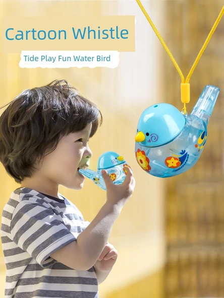 Çocuklar için Su Kuşu Düdüğü - Aurora Mavi - Şeritli - Resim 4