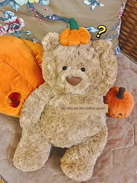 Peluş Ayı Bebek - Balkabağı Ayı - 35cm - Çocuklar için - 4