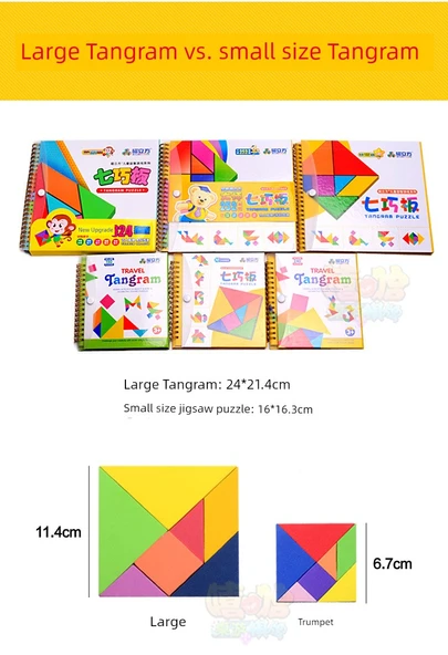 Manyetik Tangram Bulmacası - Büyük Boy (324 Soru) + Yedek Tahta - 12