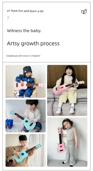 Çocuk Ukulele Gitar Oyuncak - Avokado Yeşili - 12