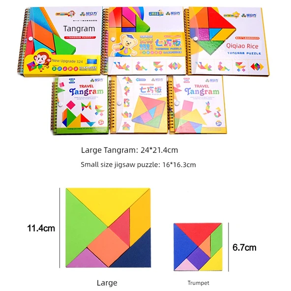 Manyetik Tangram Bulmacası - Büyük Boy (324 Soru) + Yedek Tahta - 6