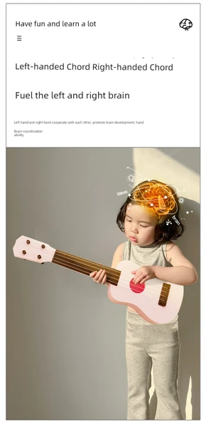 Çocuk Ukulele Gitar Oyuncak - Avokado Yeşili - 11