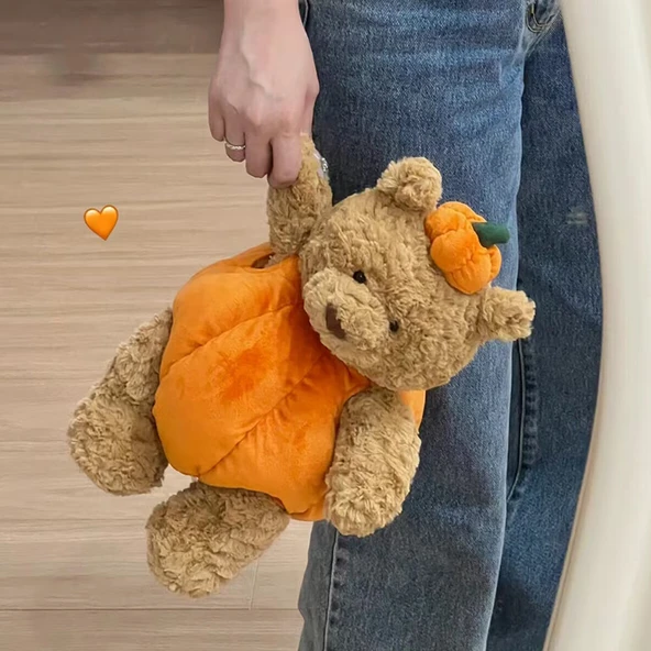 Peluş Ayı Bebek - Balkabağı Ayı - 35cm - Çocuklar için