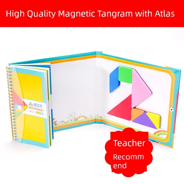 Manyetik Tangram Bulmacası - Büyük Boy (324 Soru) + Yedek Tahta - 3