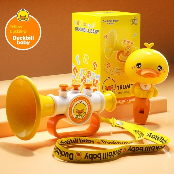 PiYo PiYo Sarı Ördek Müzik Oyuncak Seti - Flüt + Küçük Boru + Askı İpi + Renkli Kutu