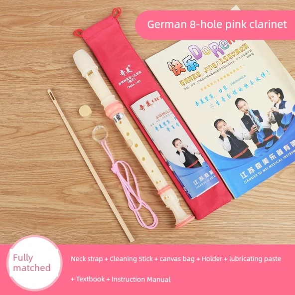 Flüt Klarinet - Aile Ağacı Sekiz Delik - Pembe + Kağıt Ders Kitabı