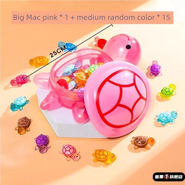 25cm Işıklı Kaplumbağa Oyuncak Depolama Kutusu - Pembe + 15 Işıklı Kaplumbağa