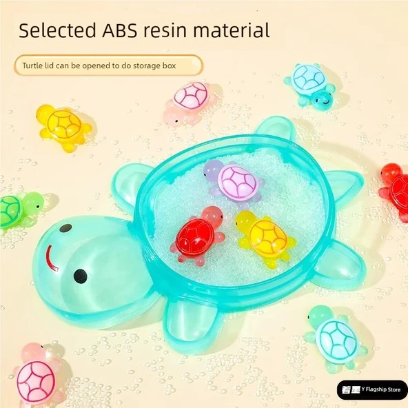 25cm Işıklı Kaplumbağa Oyuncak Depolama Kutusu - Mor + Pembe + 30 Işıklı Kaplumbağa - 10