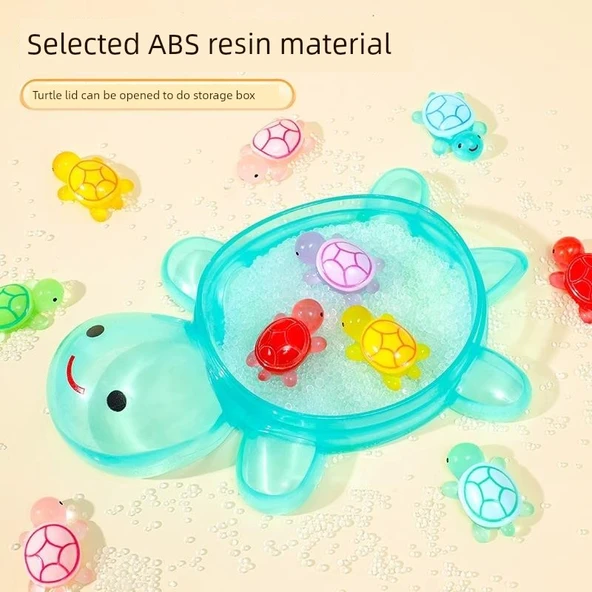 25cm Işıklı Kaplumbağa Oyuncak Depolama Kutusu - Mor + Pembe + 30 Işıklı Kaplumbağa - 8
