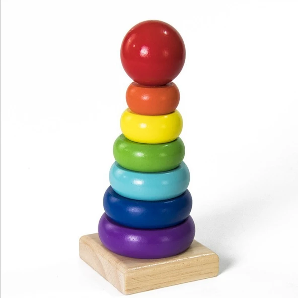 Montessori Erken Eğitim Oyuncak Seti - Klasik Renk Gökkuşağı Kulesi