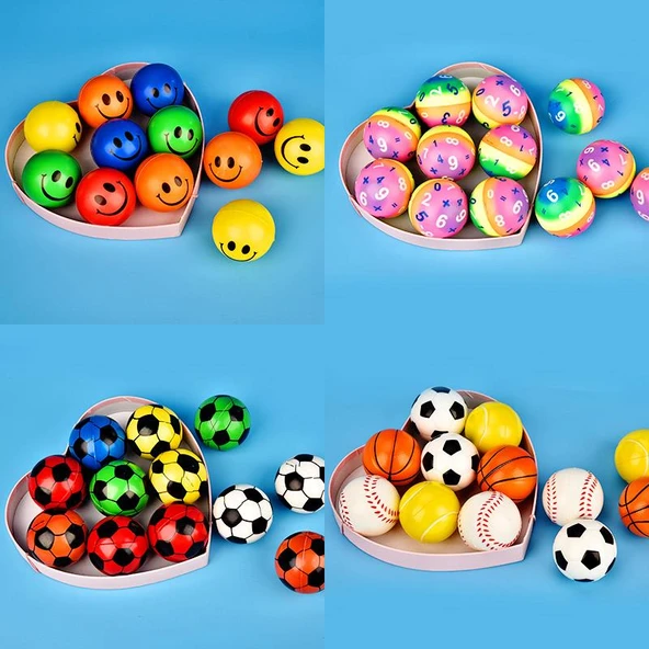 Sünger Futbol Topu - Futbol Renk (5 Paket) + Sarı İfade Top (5 Paket) - 6