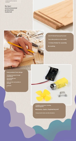 Çocuklar için DIY El Yapımı Bilim Deney Seti - Ahşap Ming Gemisi ve Aksesuarlar - 11