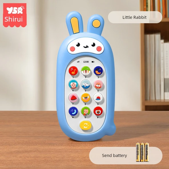 Eğitici Mobil Telefon Oyuncağı - [Bite] Küçük Mavi Tavşan - Normal Pil