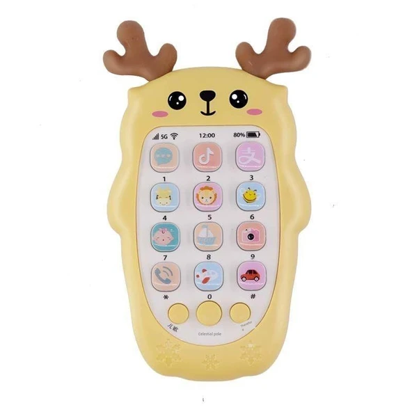 Bebek Diş Kaşıma Mobil Telefon Oyuncağı - Kızıl Kahverengi Pembe (Şarjlı Set) - 6
