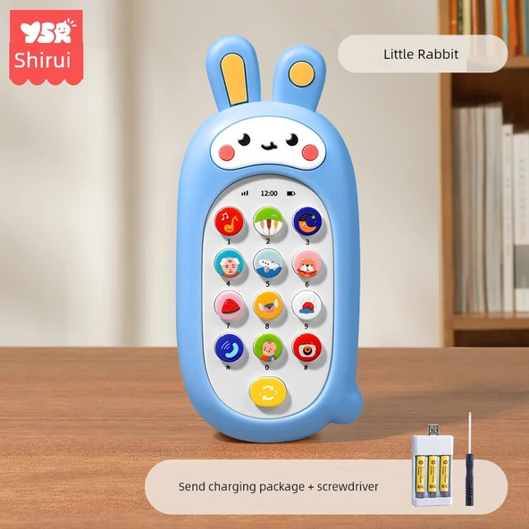 Eğitici Mobil Telefon Oyuncağı - [Bite] Küçük Mavi Tavşan - Şarj Edilebilir Pil