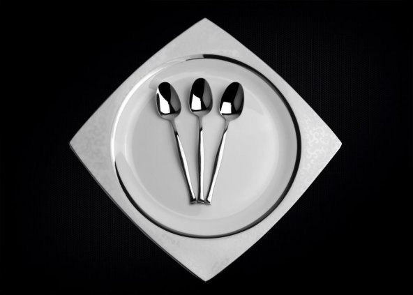 Nehir Zarif Sade 12 Parça Tatlı Kaşık 18/10 304 Kalite