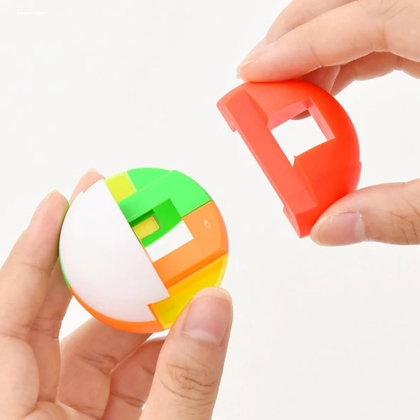 Plastik Burr Bulmaca Top Kilit Kolye - Yuvarlak Küçük Boy 20 - 6
