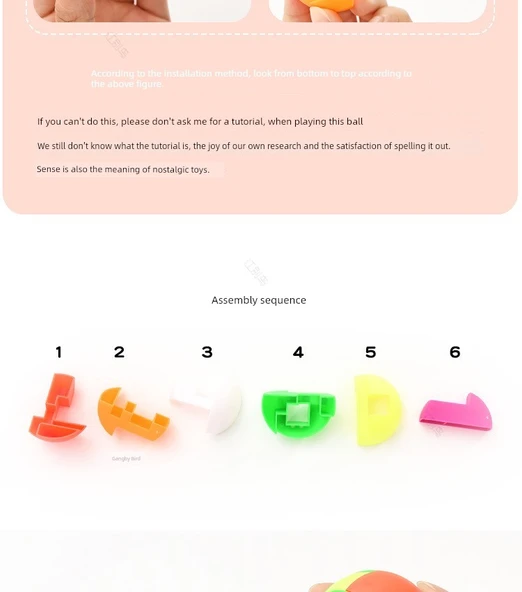 Plastik Burr Bulmaca Top Kilit Kolye - Yuvarlak Büyük 3 - 12