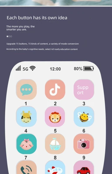 Bebek Diş Kaşıma Mobil Telefon Oyuncağı - Kızıl Kahverengi Pembe (Sıradan Pil) - 11