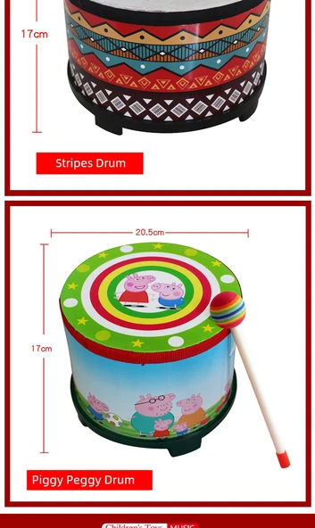 Orff Perküsyon 10 İnç Gingham Zemin Davulu - 25cm x 16cm - 10