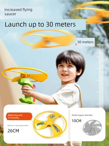 Çocuklar için Bambulu Ejderha Uçan Daire Frisbee - Altın Sarı + Alev Kırmızı - 4