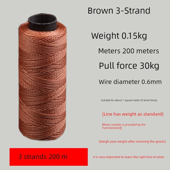 Yusufçuk Uçurtma İpi - 200m Kahverengi 3 İplik 0.15kg