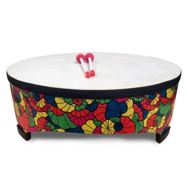 Orff Perküsyon Baskı Dünya Davulu - 56cm x 18cm