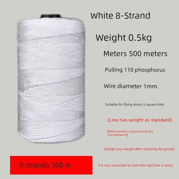 Yusufçuk Uçurtma İpi - 500m 8 İplik Beyaz 0.5kg