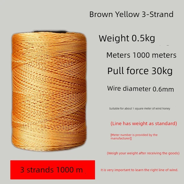 Yusufçuk Uçurtma İpi - 1000m Bej 3 İplik 0.5kg