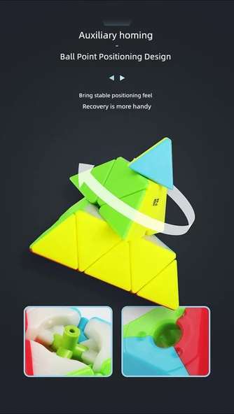 Üçgen Pyraminx Küp - Düz Renk Kule +3+4 Sıra - 11