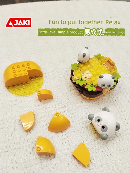 Panda Yapı Blokları - Panda Pembe Şeftali Ay Keki - Resim 3