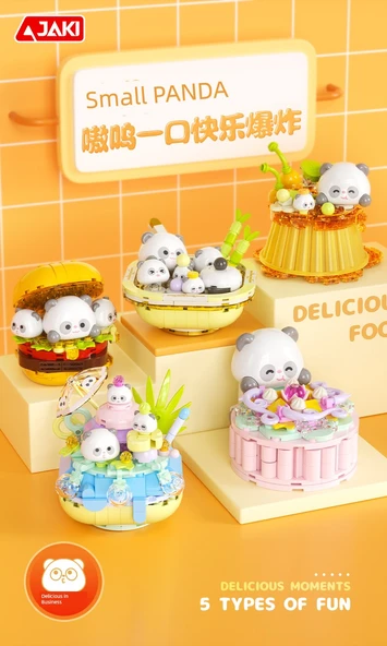 Panda Yapı Blokları - Panda Pembe Şeftali Ay Keki - Resim 7