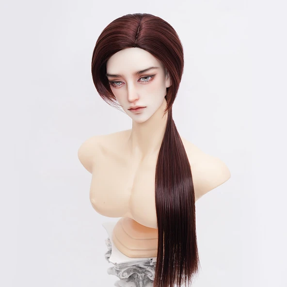 BJD Bebek Peruk - Koyu Kahverengi - 3 Nokta (22cm-23.5cm)