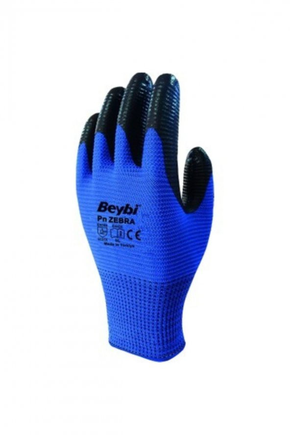 Beybi Nitril Örme Eldiven - Zebra - Kırmızı-Siyah-Mavi