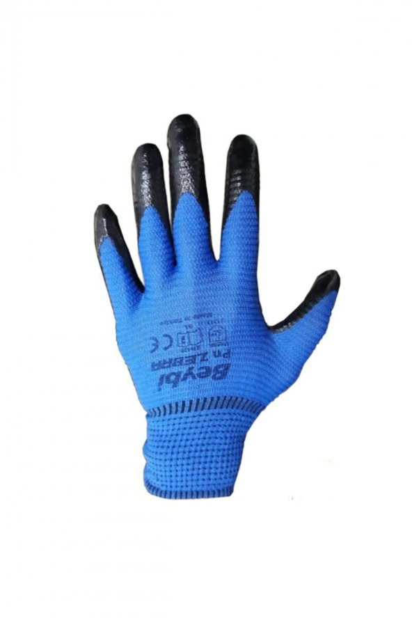 Beybi Nitril Örme Eldiven - Zebra - Kırmızı-Siyah-Mavi - 2