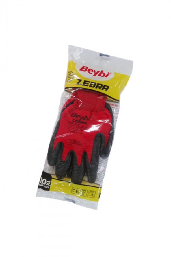 Beybi Nitril Örme Eldiven - Zebra - Kırmızı-Siyah-Mavi - 3